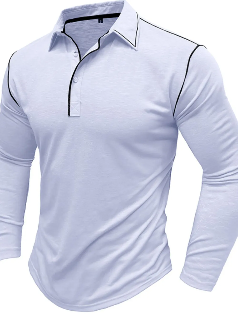 Men's Button Detail Long Sleeve Polo, image 7