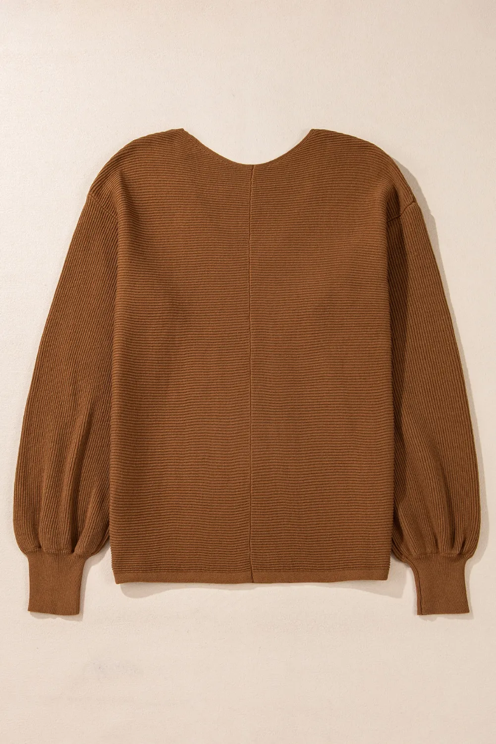 V-Neck Dropped Shoulder Long Sleeve Sweater, image 8