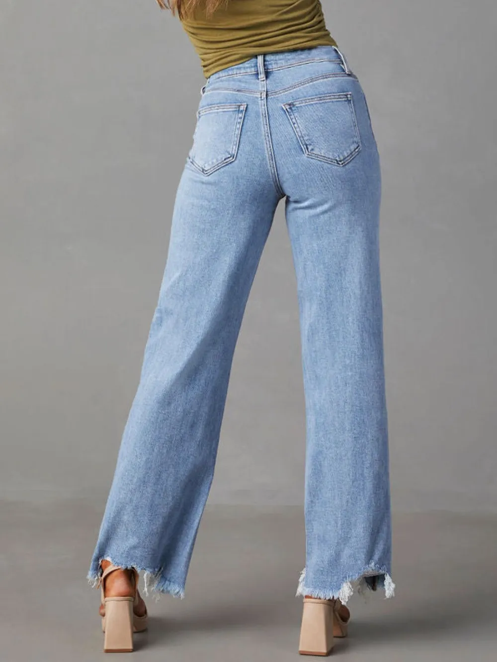 Raw Hem Loose Fit Jeans, image 5