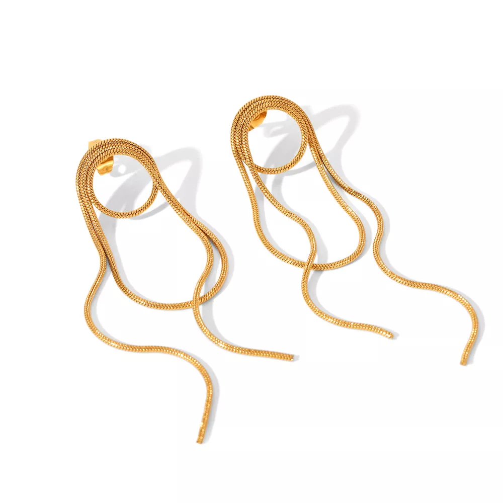 18K Gold-Plated Hoop Chain Earrings, image 6