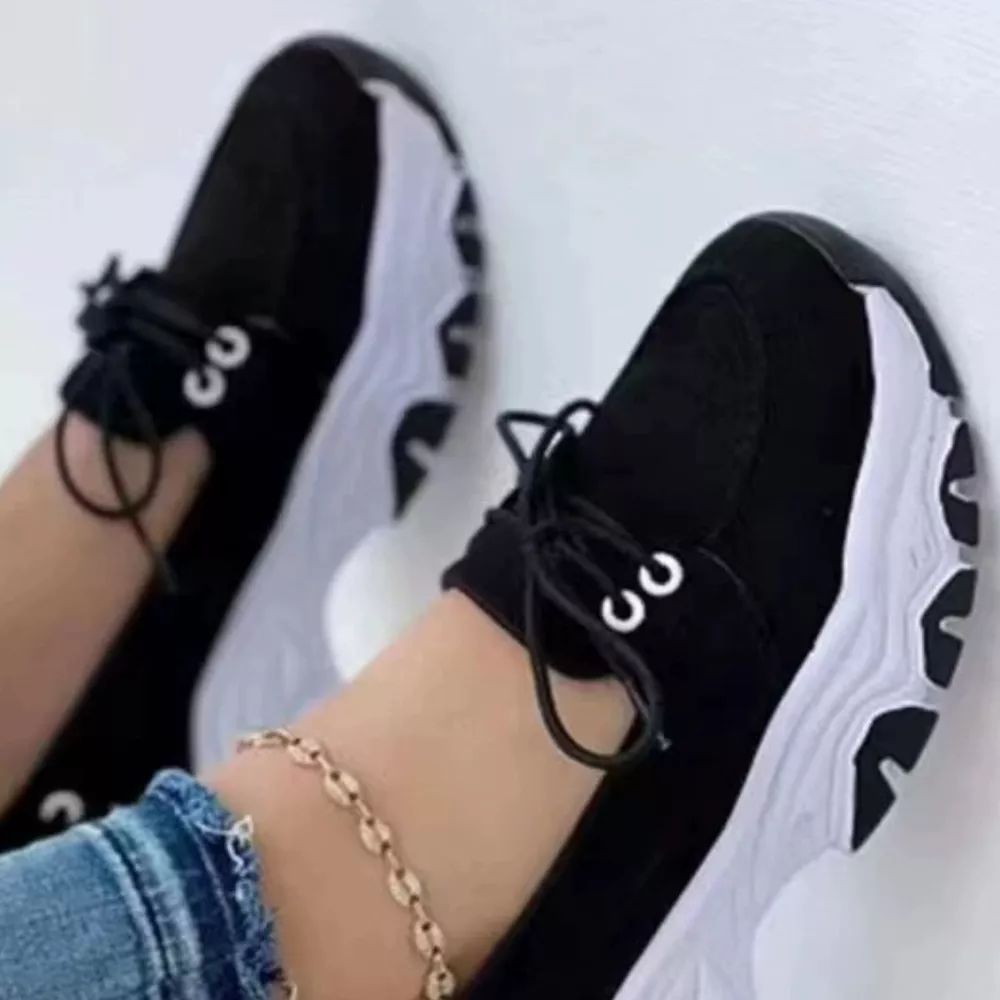 Lace Up Round Toe Sneakers, image 2