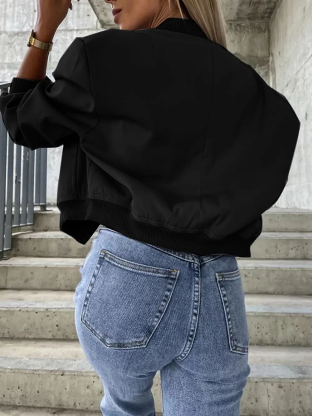 Baseball Collar Dropped Shoulder Jacket, image 16