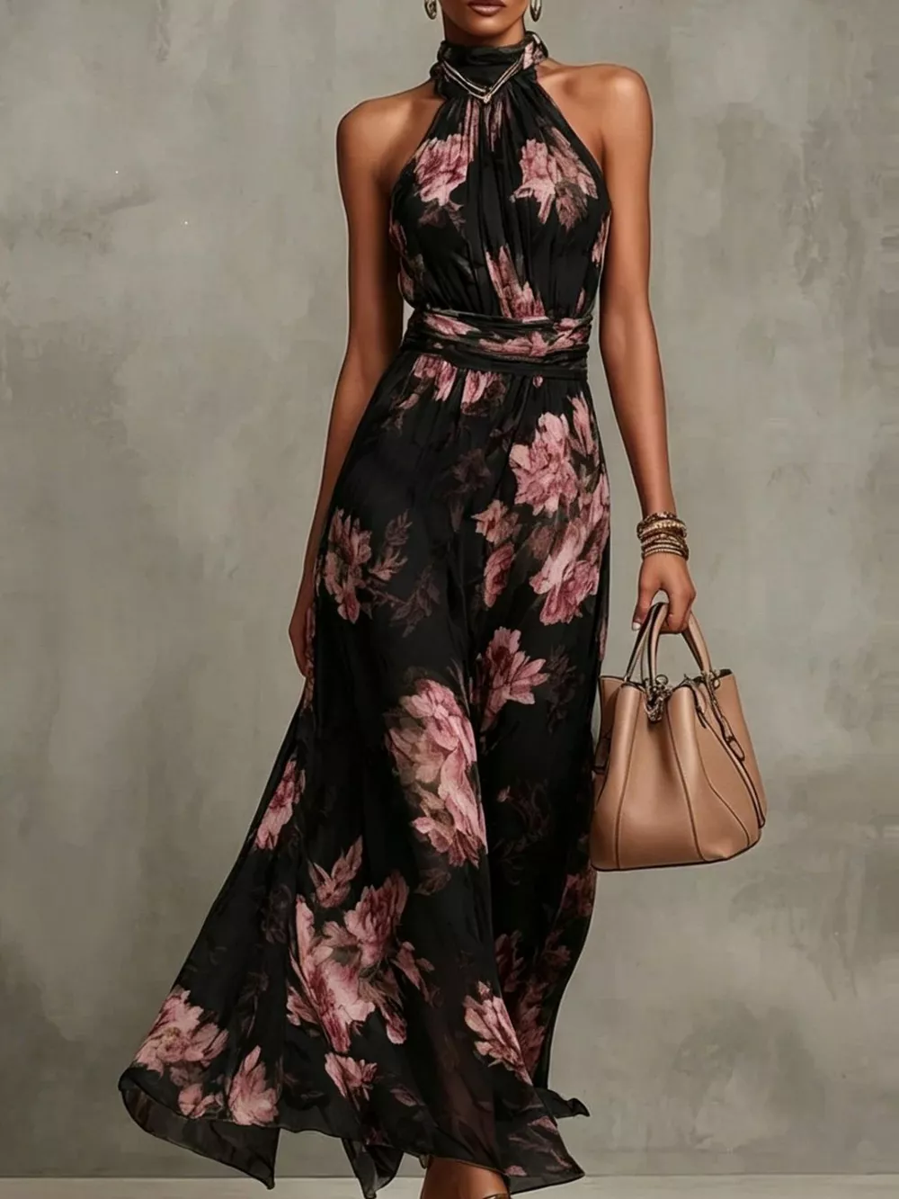 Full Size Floral Print Sleeveless Maxi Dress Plus Size