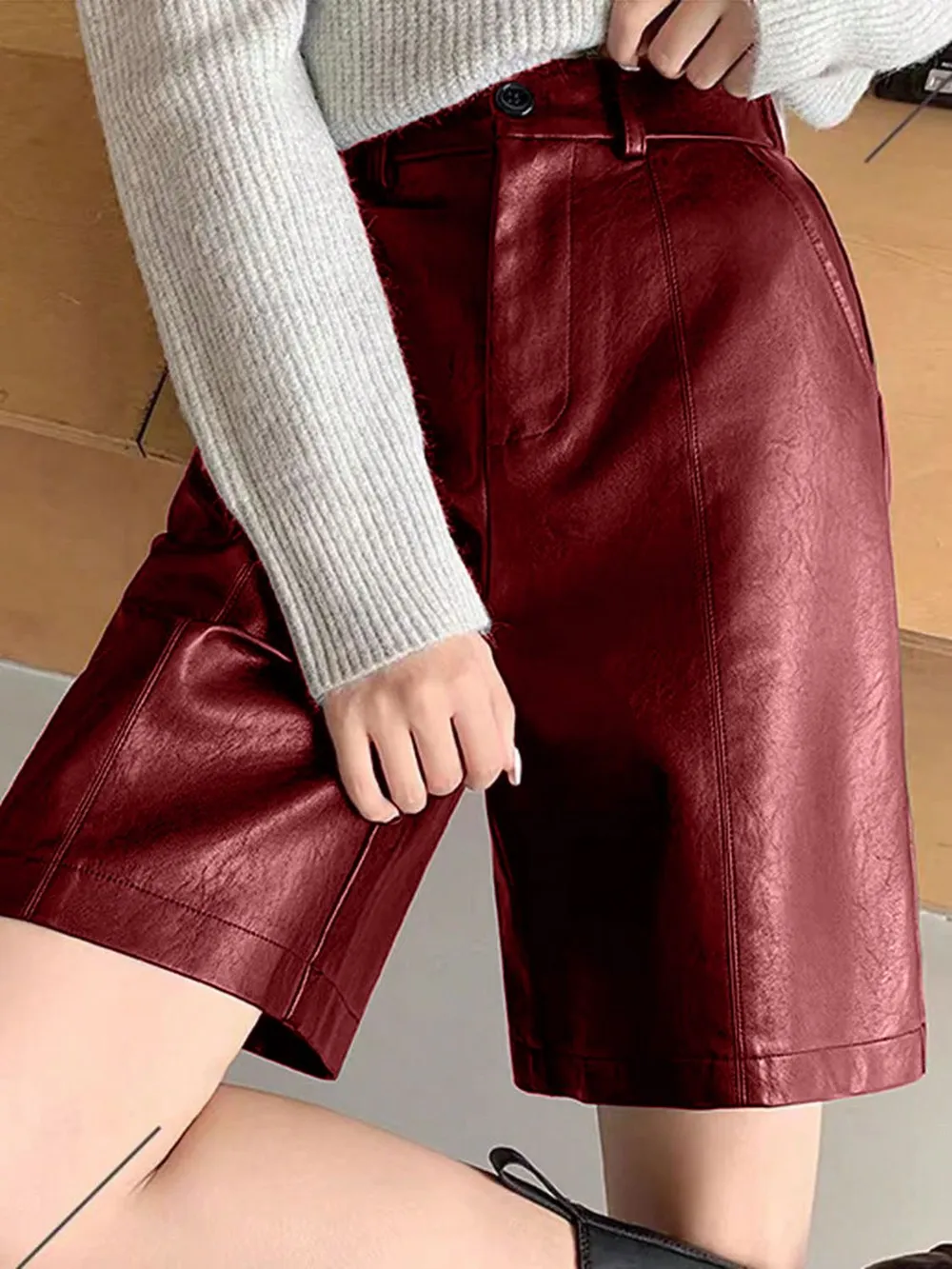 PU Leather High Rise Shorts, image 11