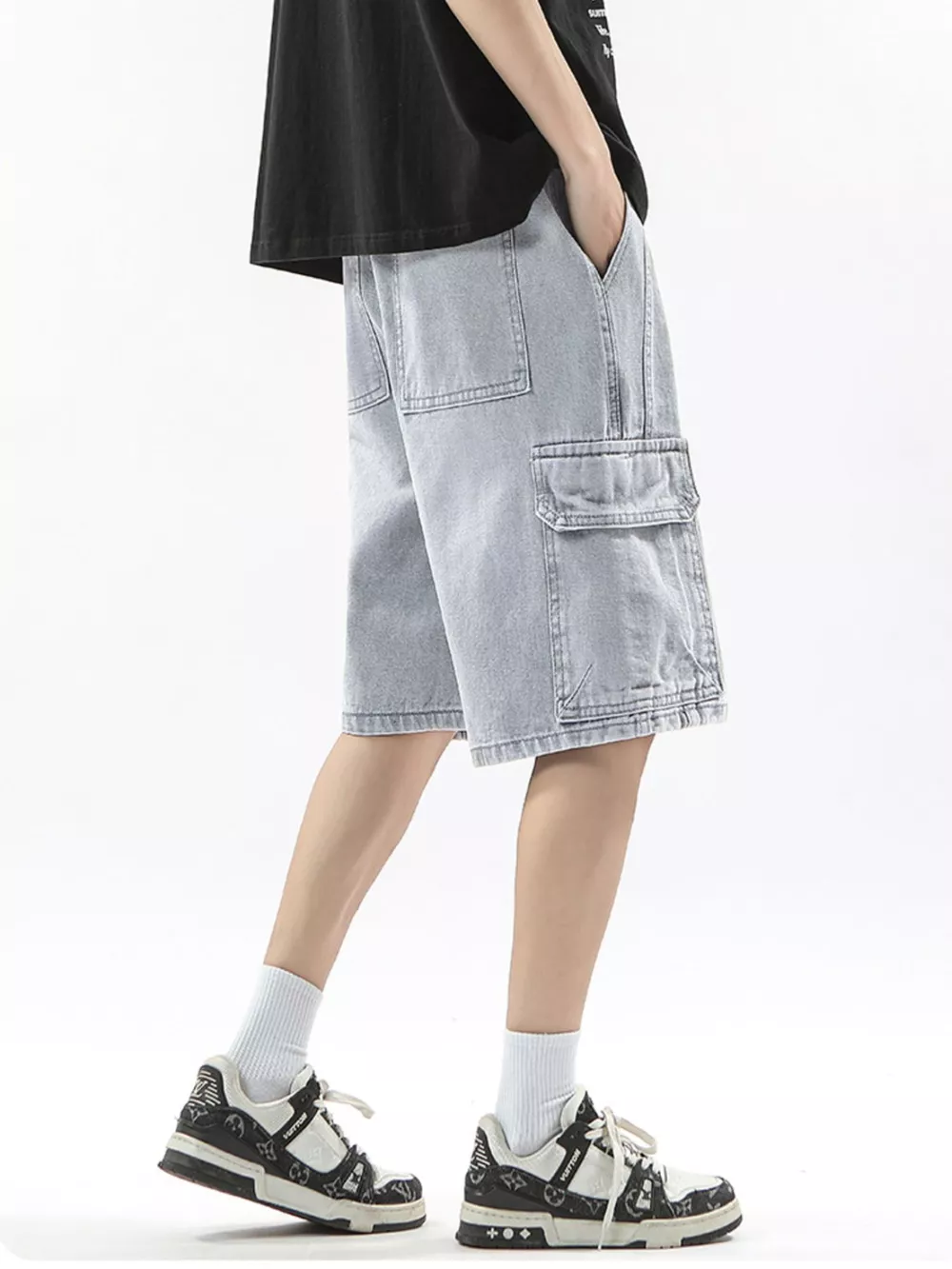 Men's Full Size Wash Drawstring Cargo Shorts Plus Size, image 8