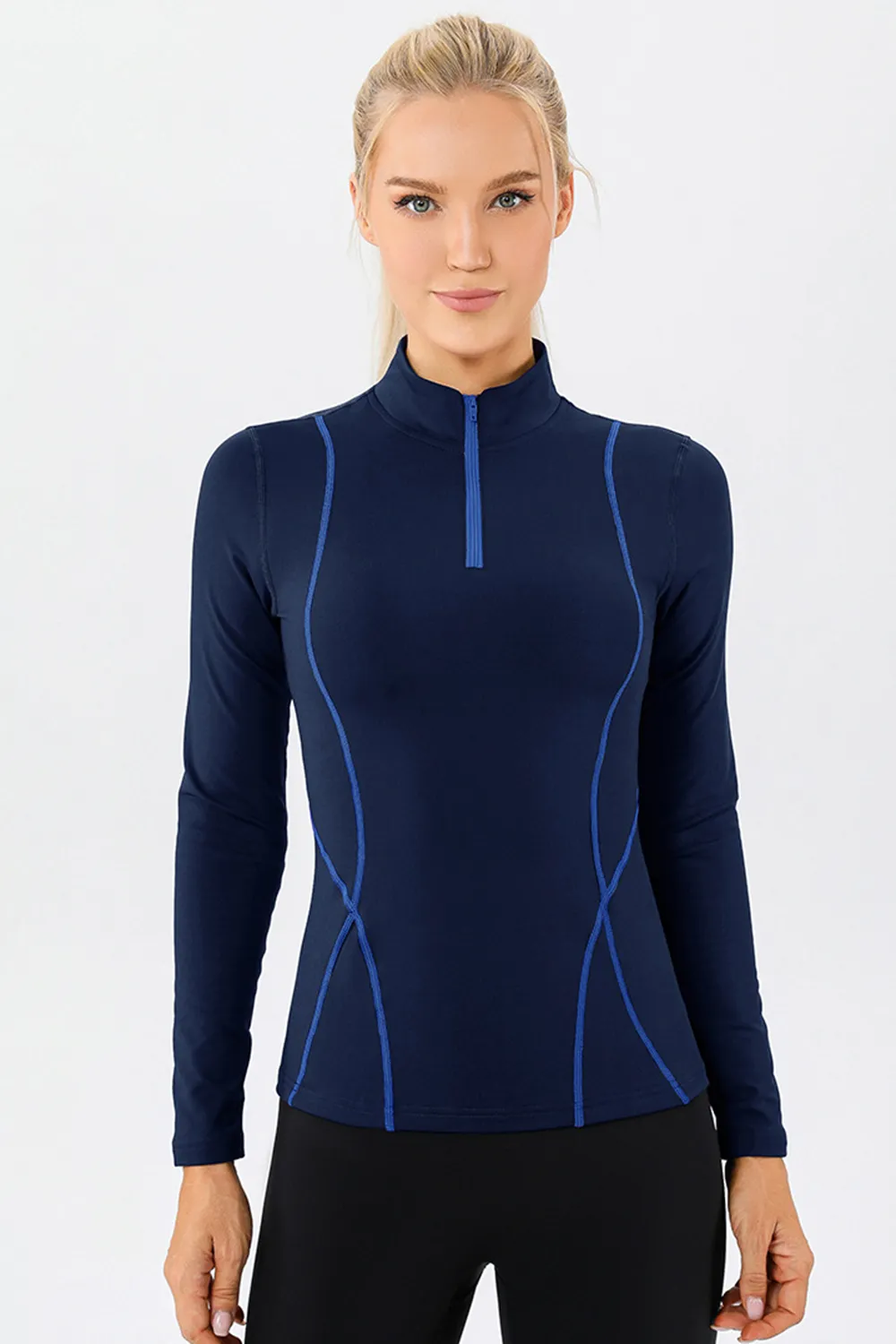 Mock Neck Quarter Zip Active T-Shirt, image 5
