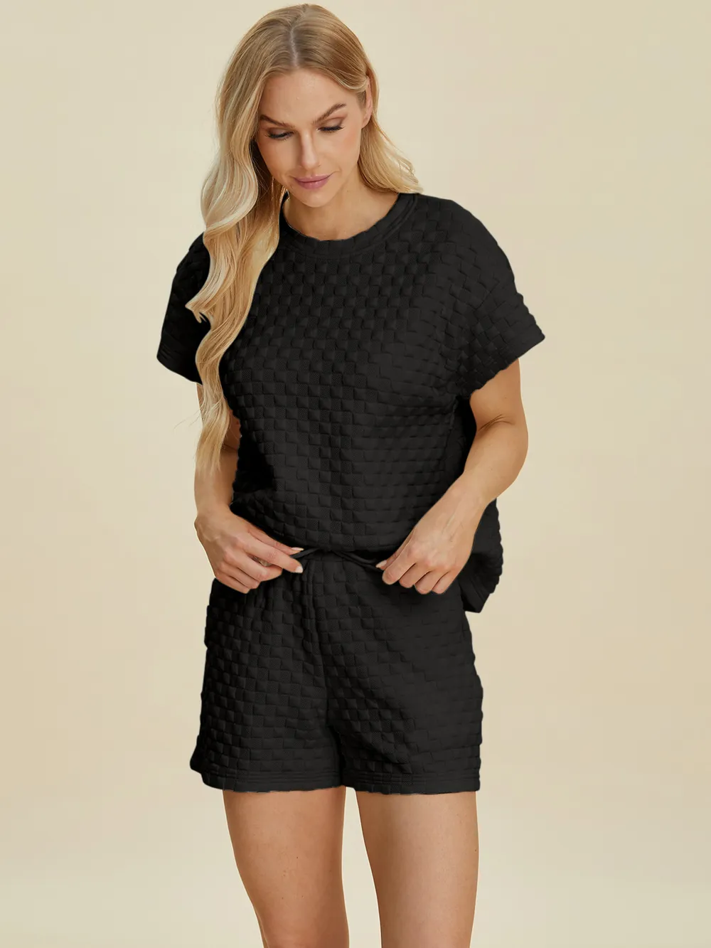 Full Size Texture T-Shirt and Shorts Set, image 23
