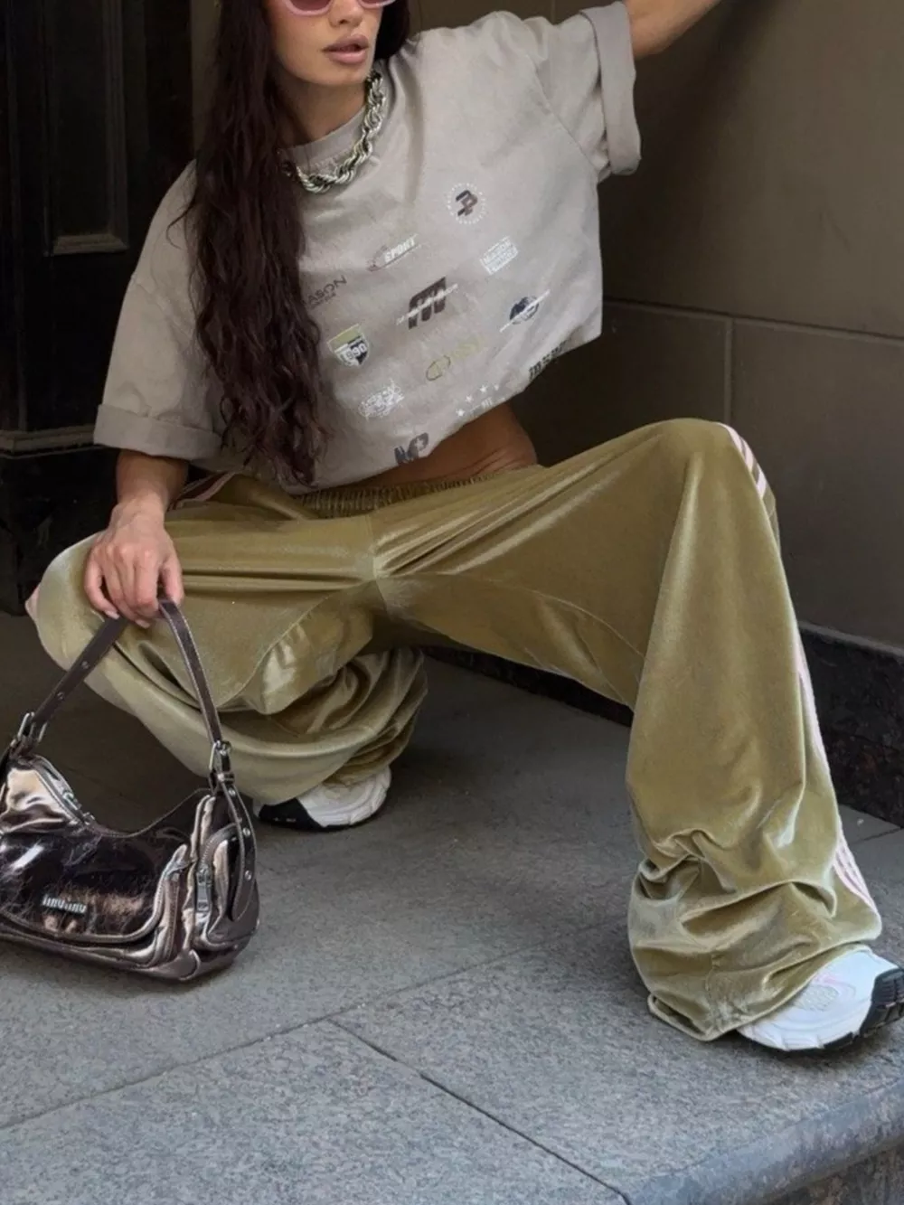 Contrast Side Stripes Wide-Leg Pants, image 7