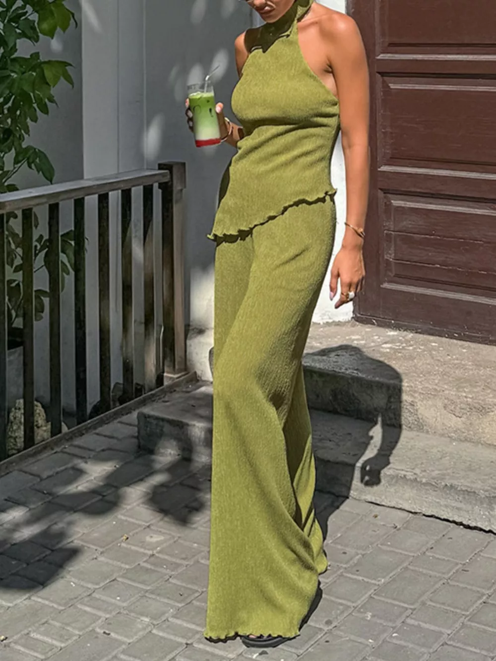 Sleeveless Top and Wide-Leg Pants Two-Piece Set, image 5