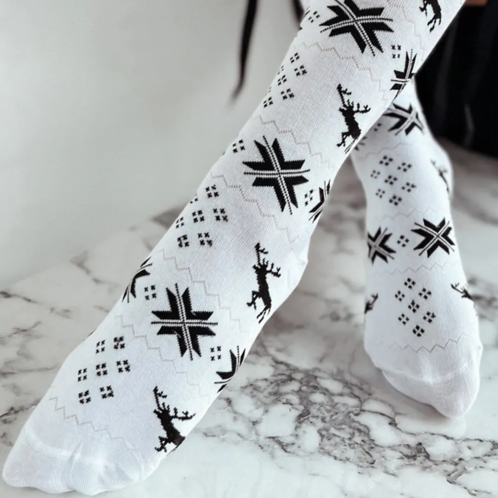 Christmas Element Bowknot Ribbed Trim Over Knee Stockings, image 16