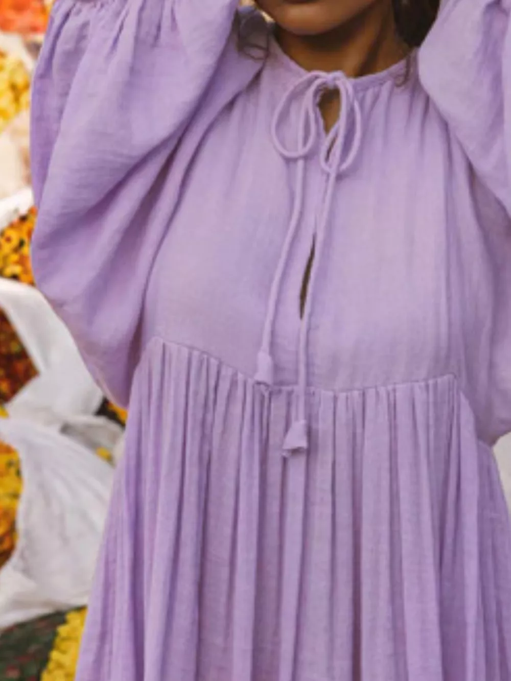 Tie Neck 3/4 Sleeve Midi Dress, image 18