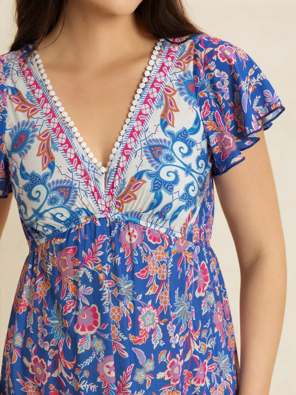 Printed V-Neck Wide Leg Jumpsuit, image 6