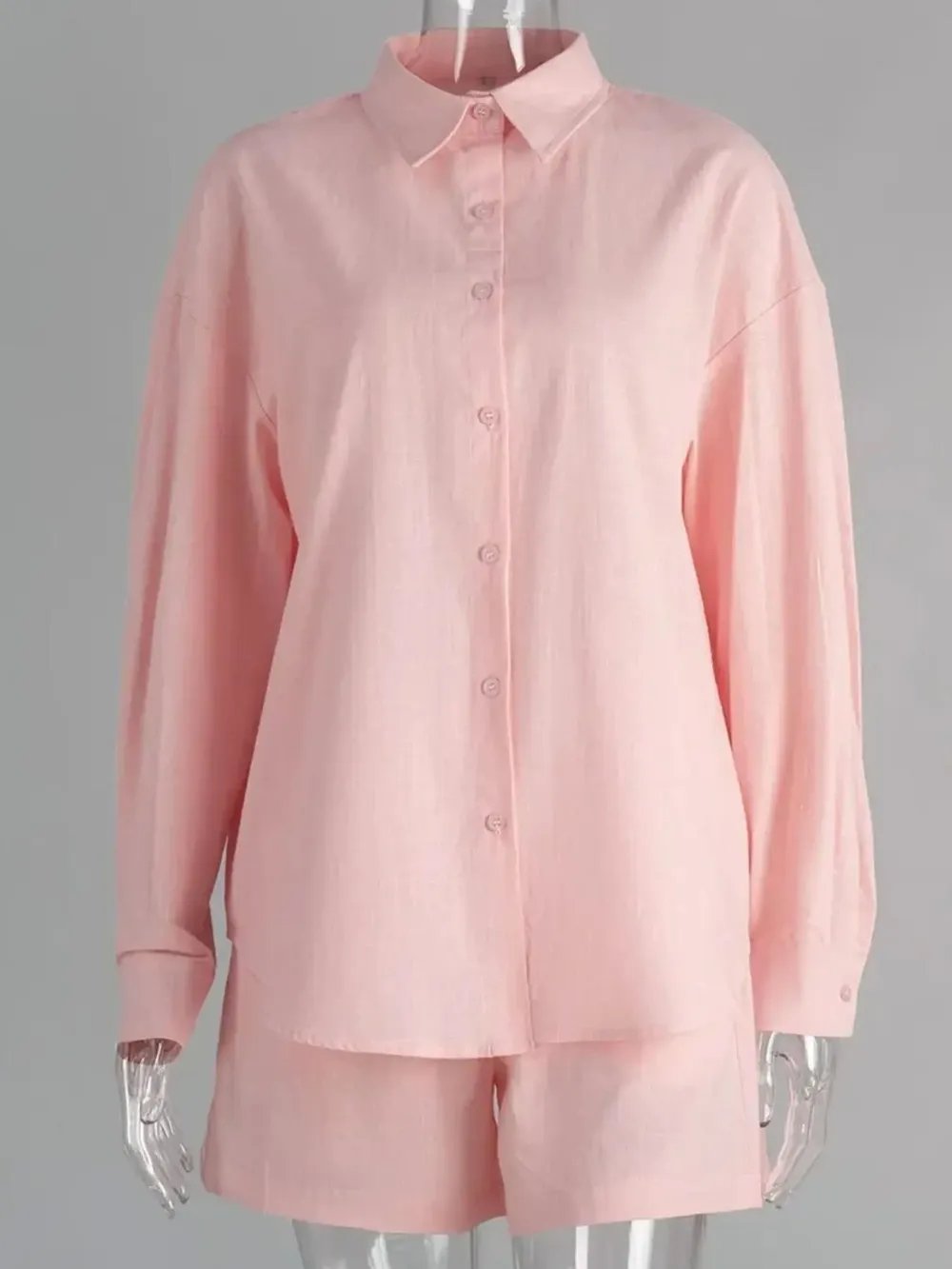 Button Up Long Sleeve Shirt and Shorts Set, image 13