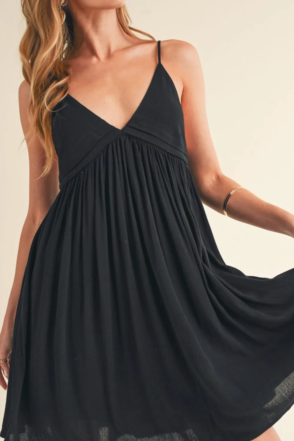 Ruched Plunge Mini Cami Dress, image 3