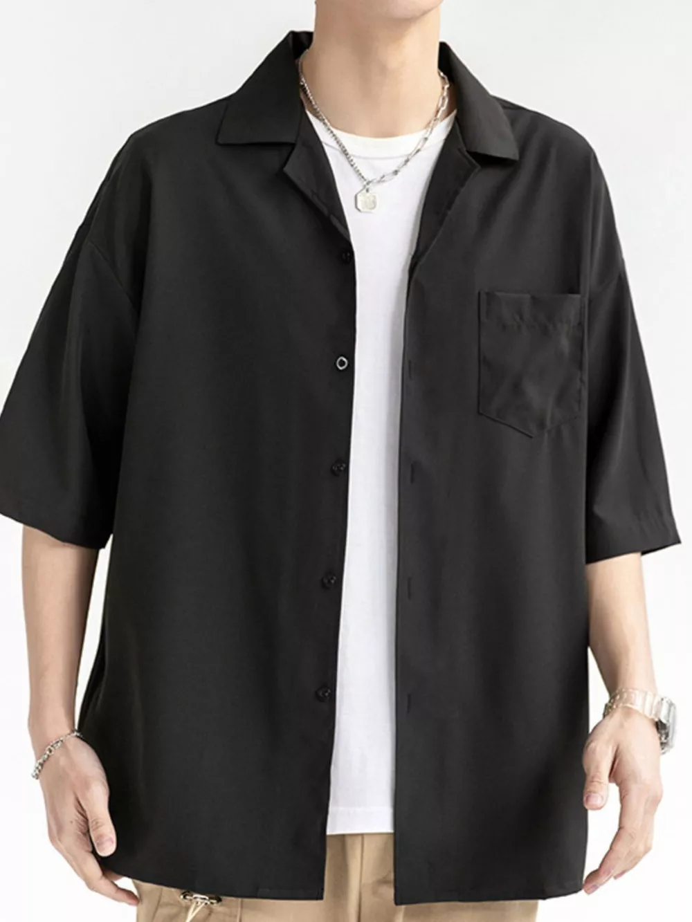 Men's Plus Size Button Up Half Sleeve Shirt, image 4