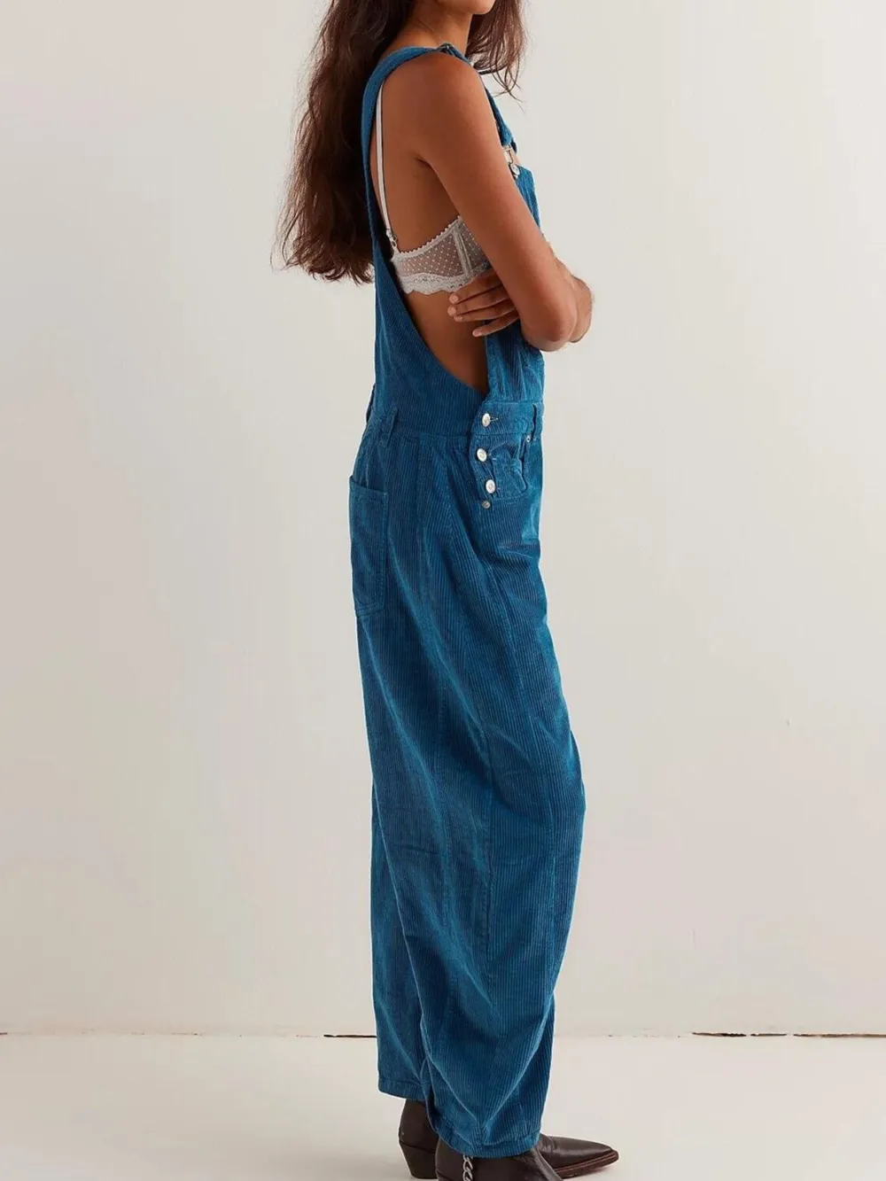 Corduroy Wide-Leg Overall with Adjustable Straps, image 12