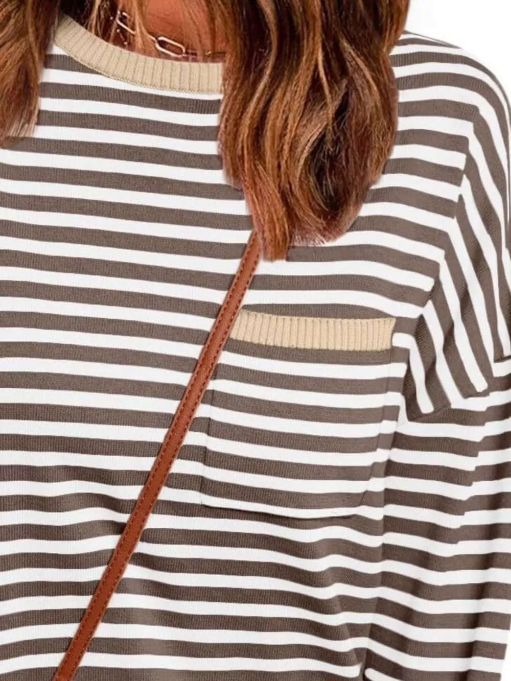 Striped Round Neck Long Sleeve Knit Top, image 12
