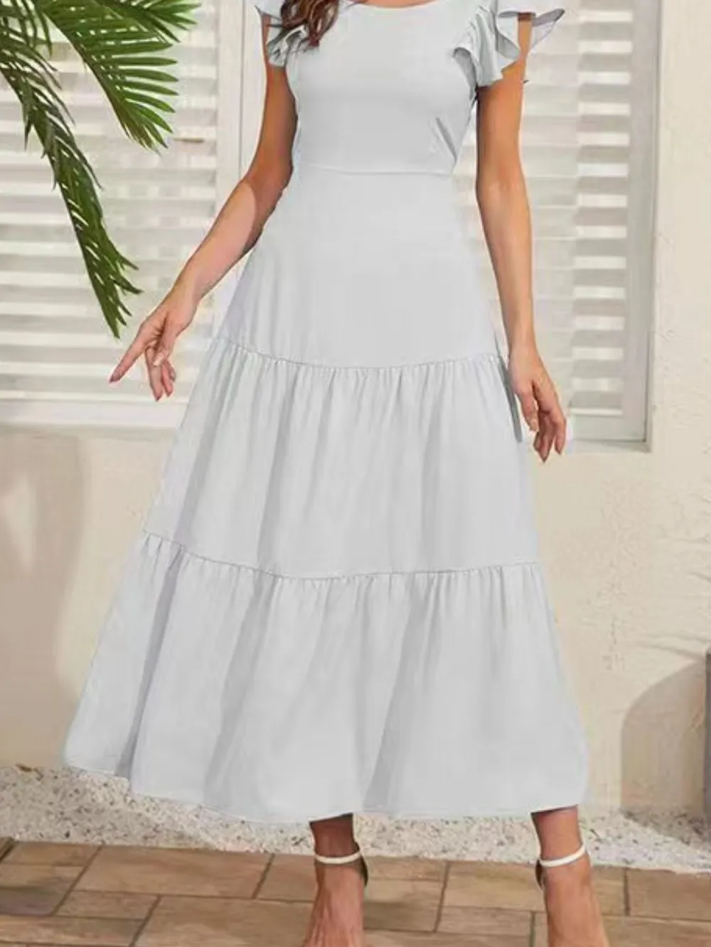 Flutter Sleeve Cutout Summer Midi Dress, image 8