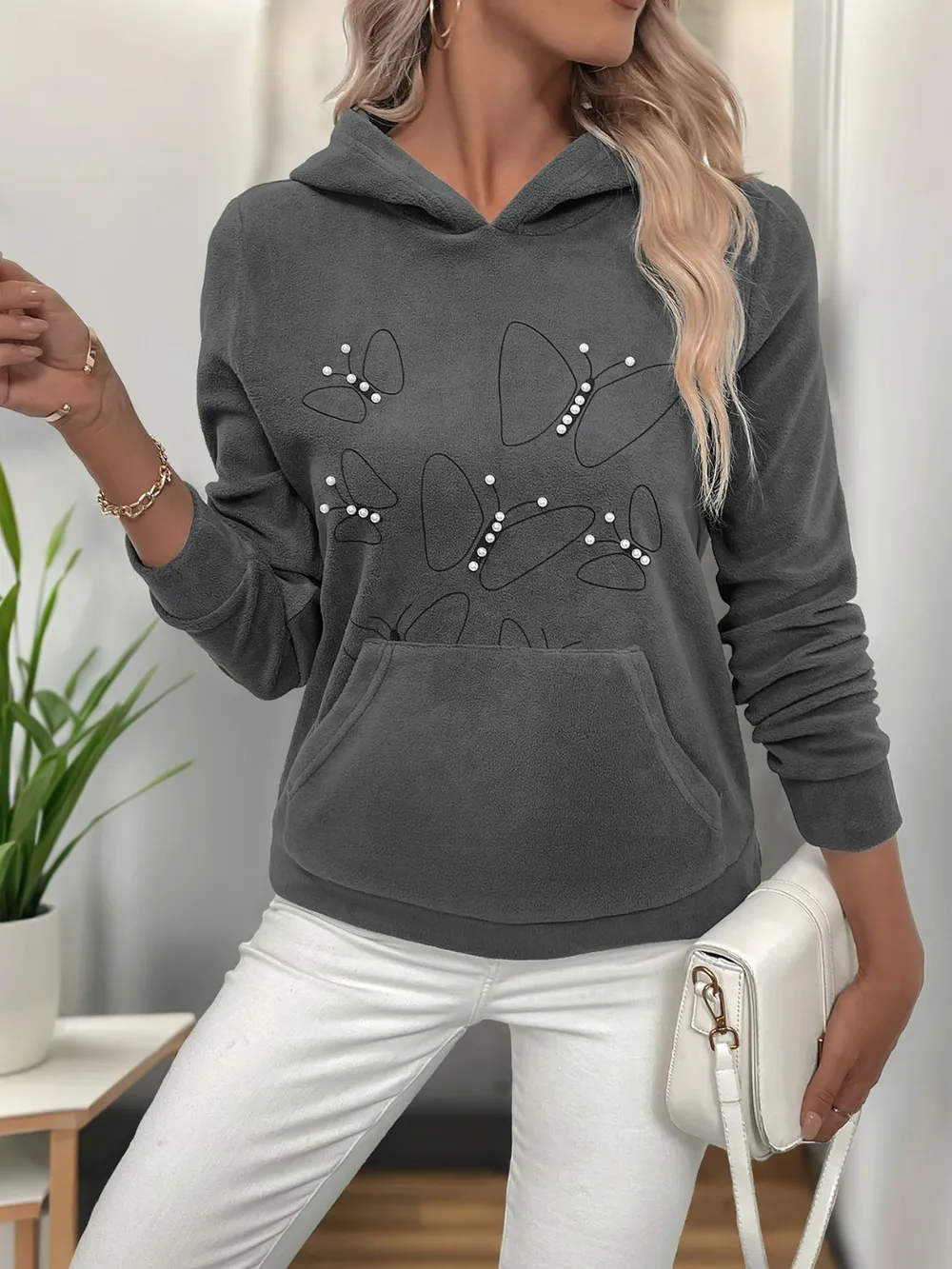 Pearl Butterfly Long Sleeve Hoodie, image 6