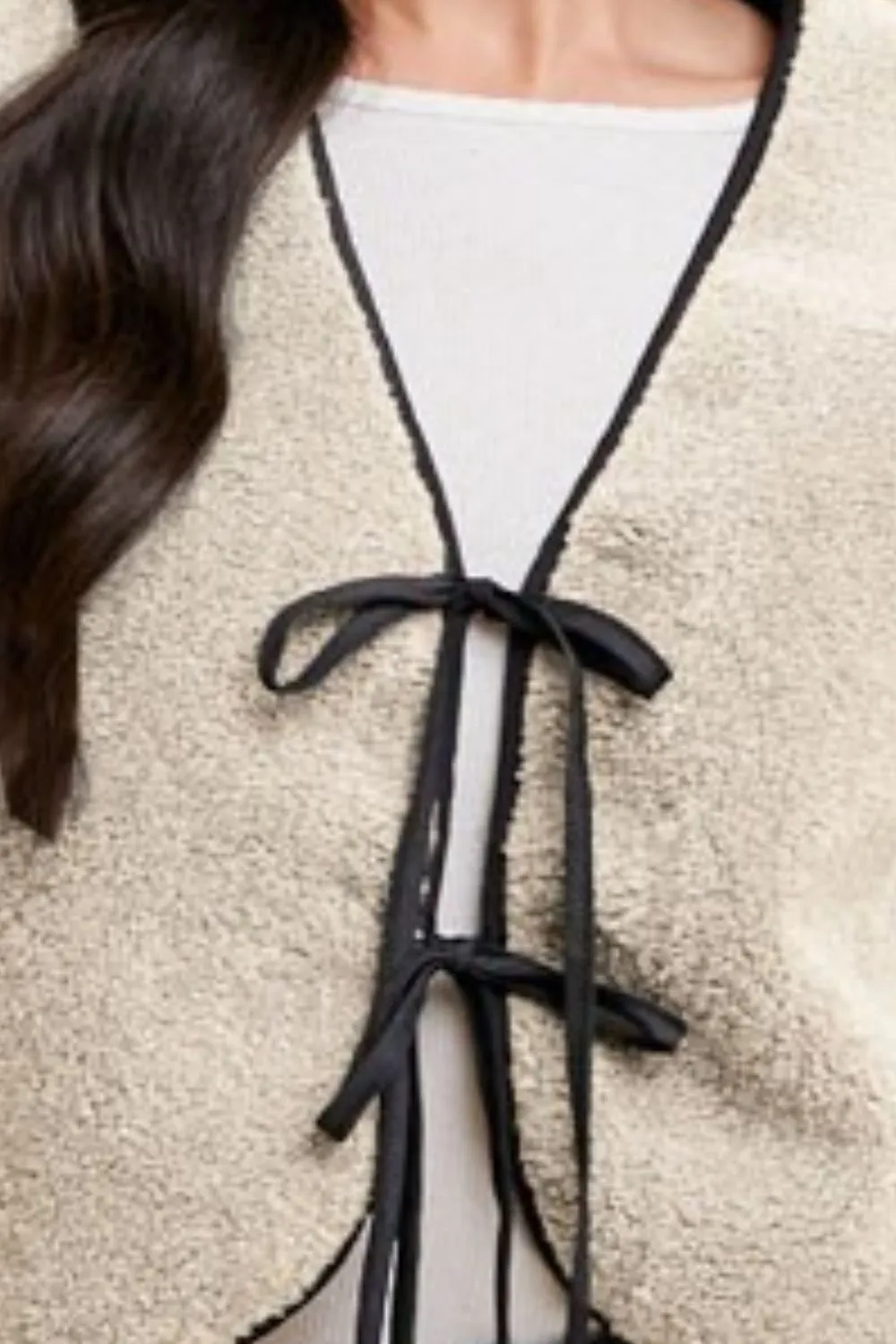 V-Neck Tie Detail Vest Coat, image 2