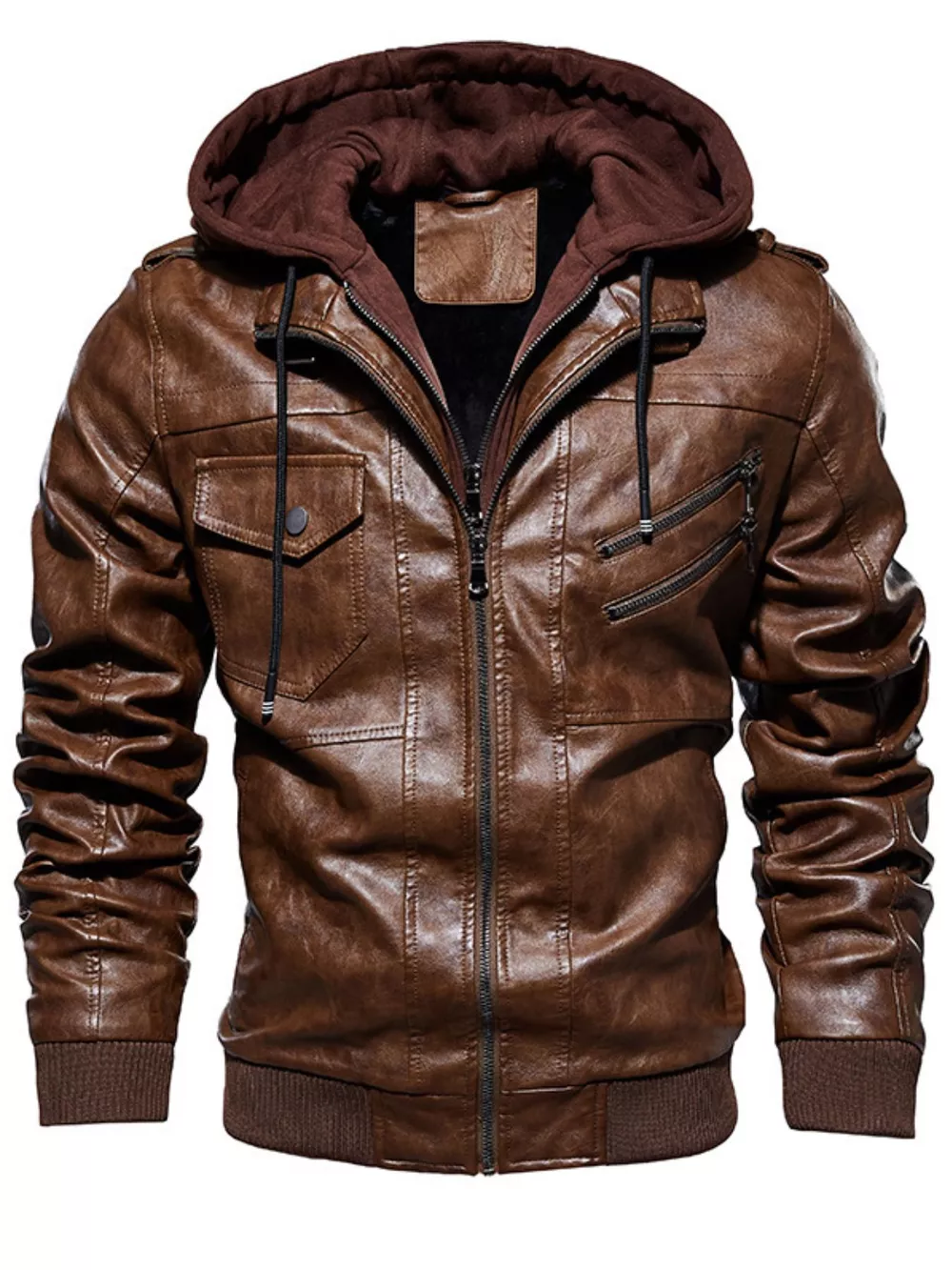Men's Plus Size Zip Up Drawstring Hooded Jacket, image 5