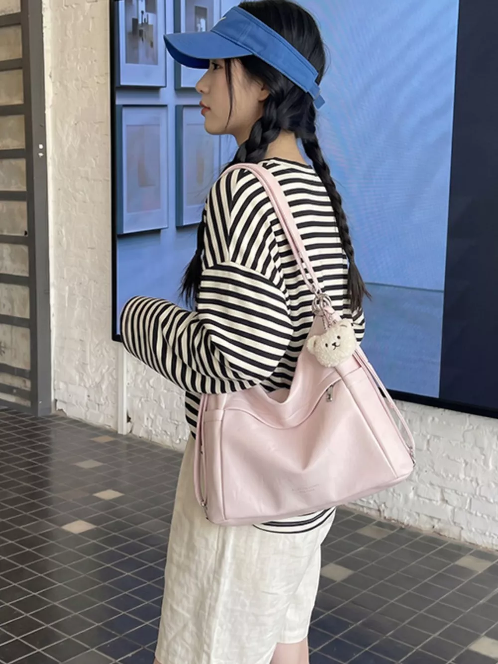 Adjustable Strap Leather Shoulder Bag, image 4