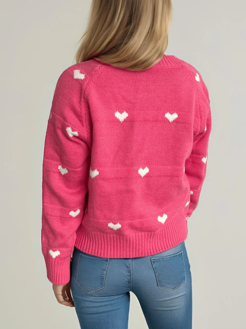 Heart Round Neck Zip Up Cardigan, image 22