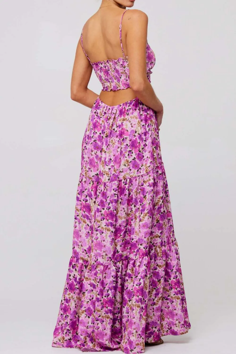 Floral Print Tie Front Tiered Maxi Dress, image 7