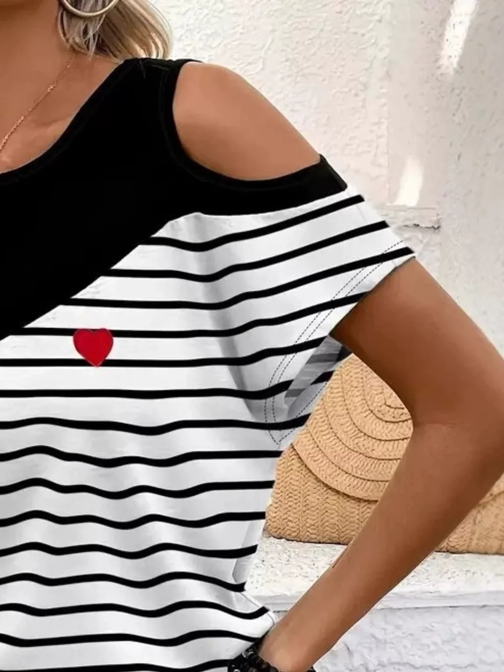 Cold Shoulder Color Block T-Shirt, image 8