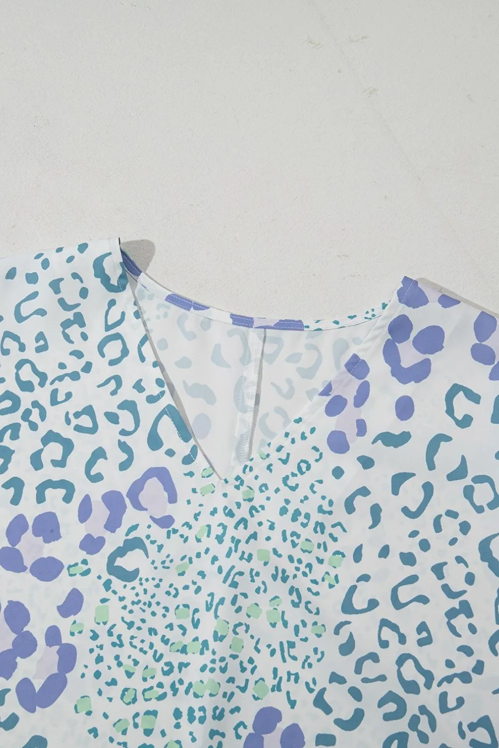 Leopard Print V Neck Short Sleeve Blouse, image 8