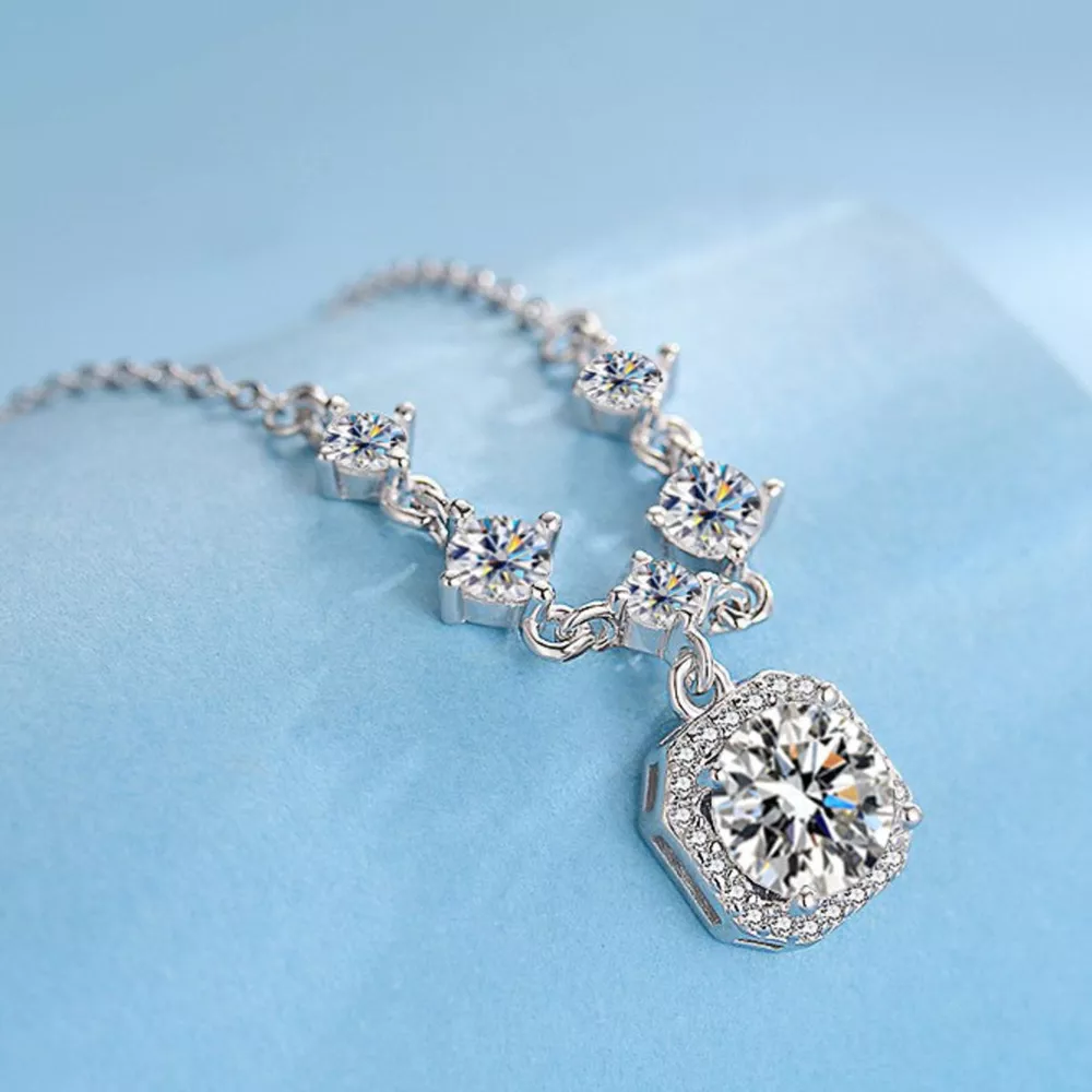 2 Carat Moissanite 925 Sterling Silver Pendant Necklace, image 9
