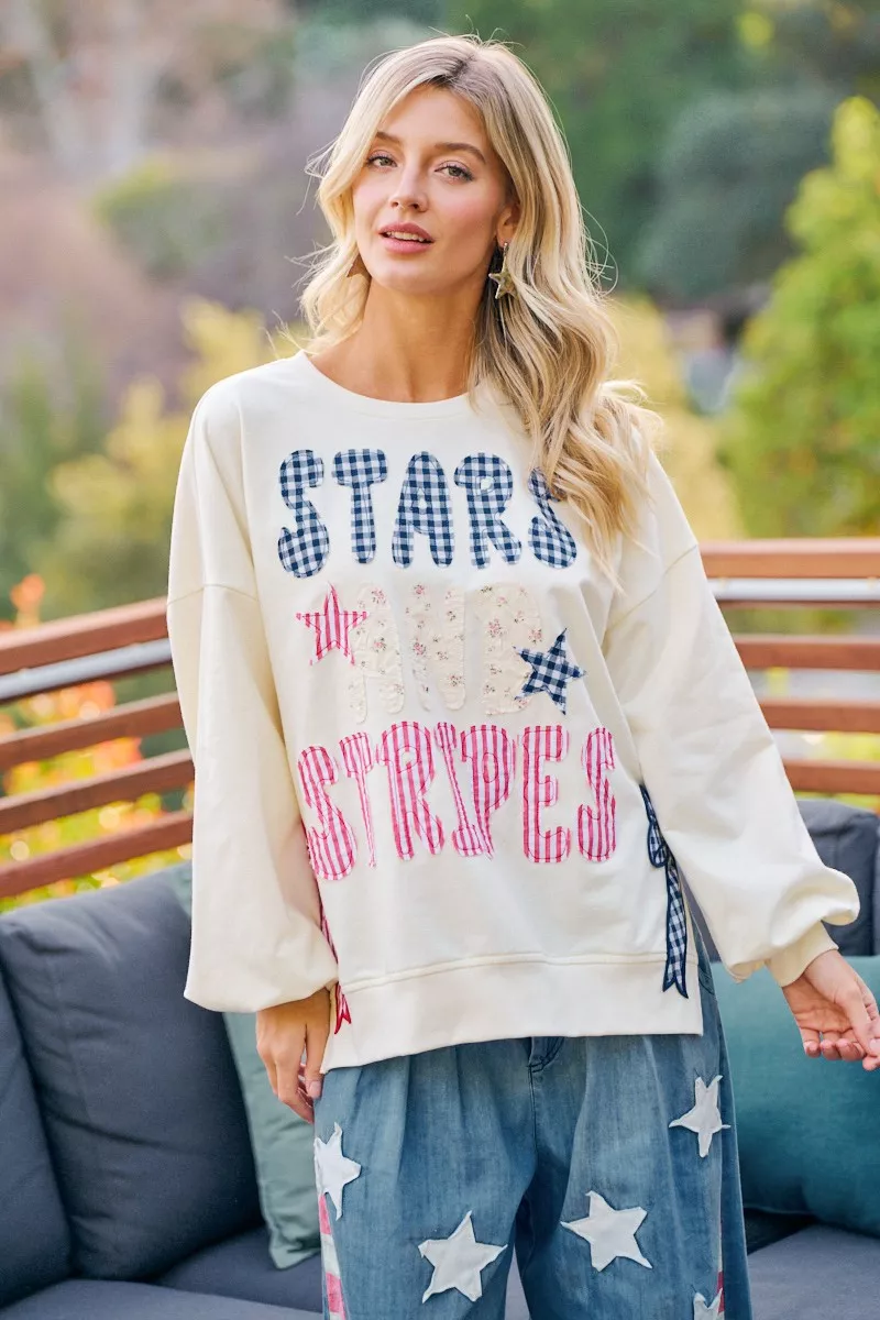 BiBi 4th Of July Stars And Stripes Patches Sweatshirt, image 18