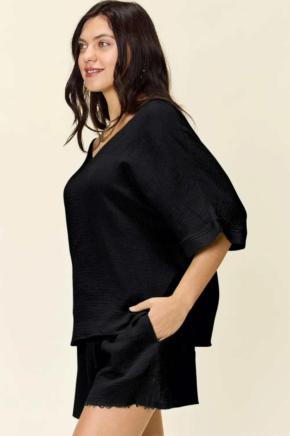 Texture Half Sleeve T-Shirt and Drawstring Shorts Set, image 21