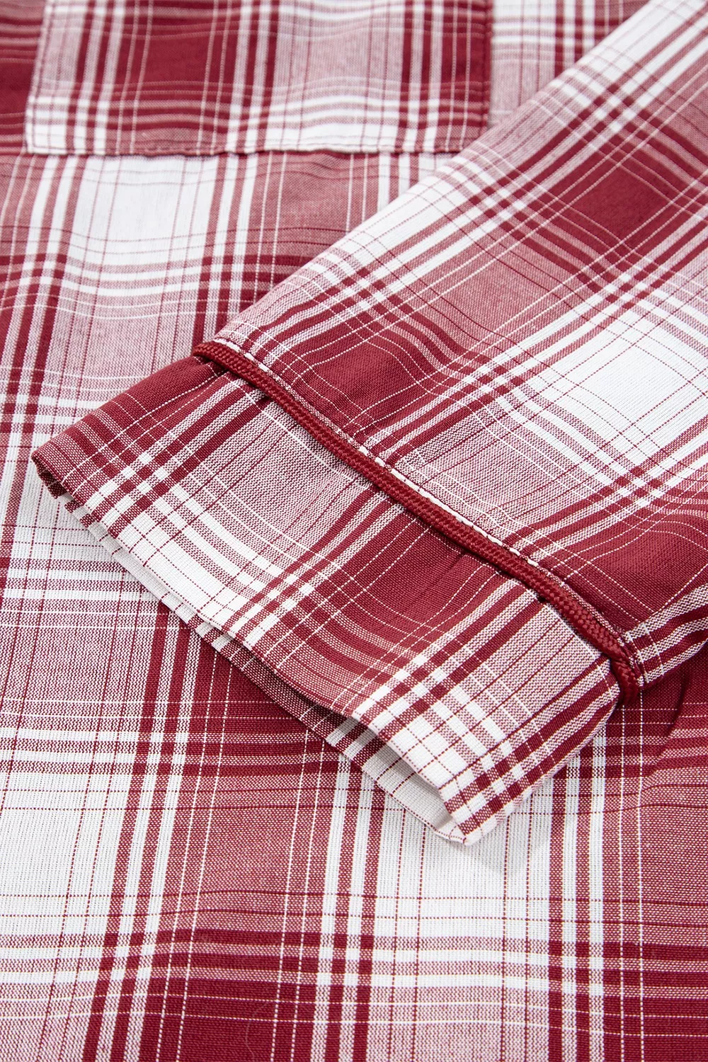 Plaid Long Sleeve Shirt and Drawstring Shorts Lounge Set, image 11