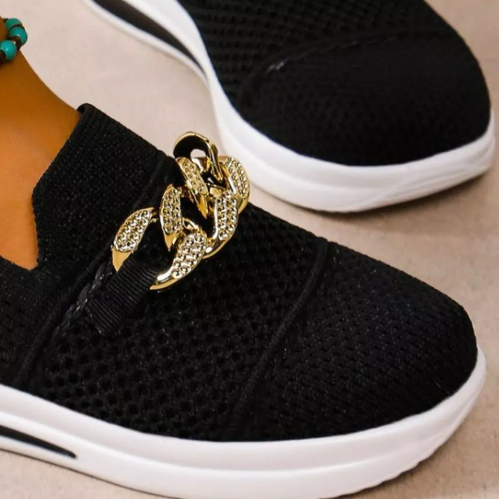 Chain Detail Round Toe Slip-Ons, image 3