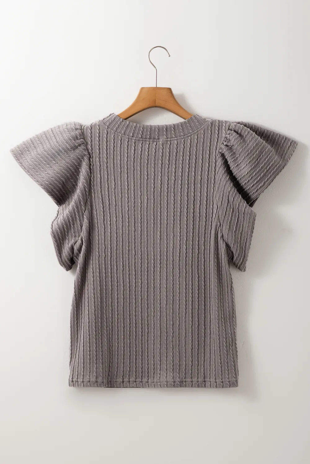 Textured Round Neck Flounce Sleeve Blouse, image 10