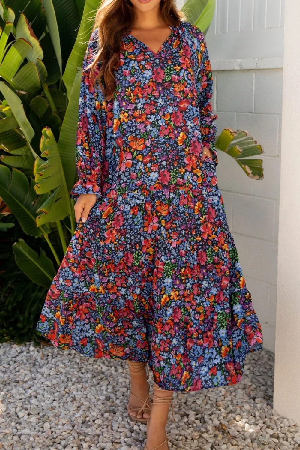 Floral Print Flounce Sleeve Dress, image 9