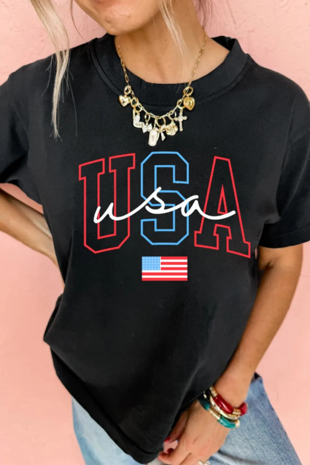 USA Round Neck Short Sleeve T-Shirt, image 4