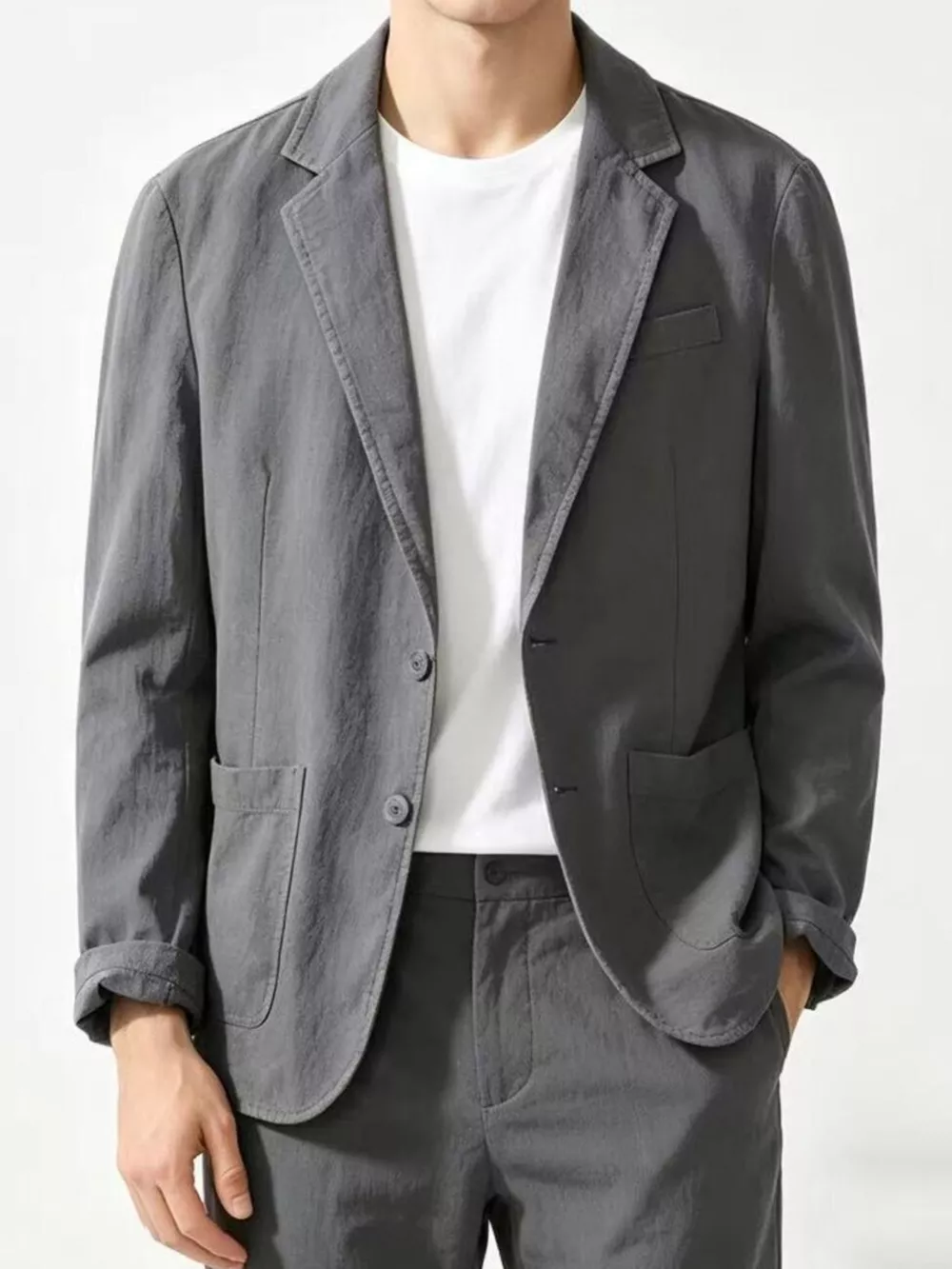 Men's Plus Size Button Up Long Sleeve Blazer, image 4