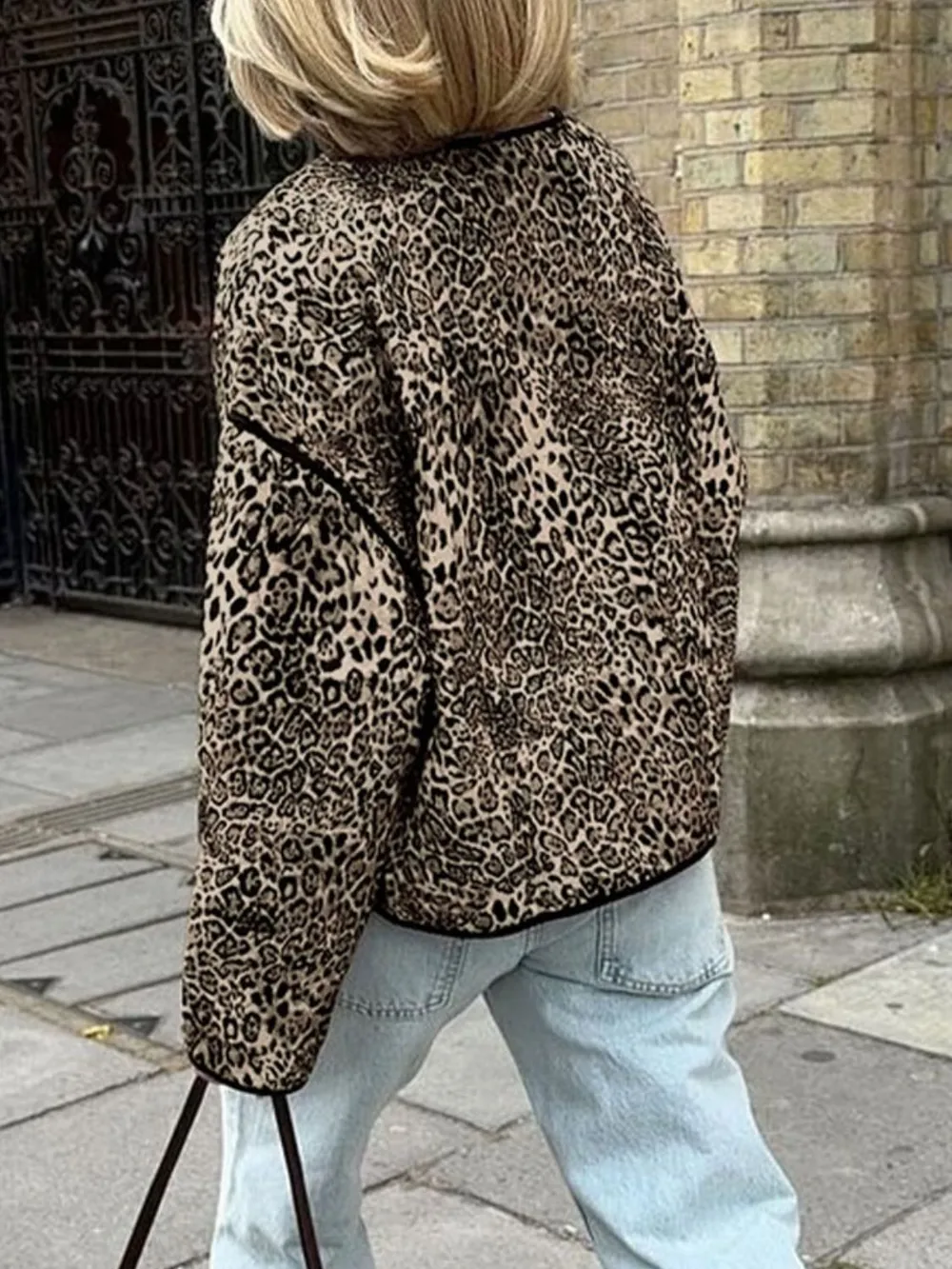 Leopard Open Front Long Sleeve Jacket, image 7