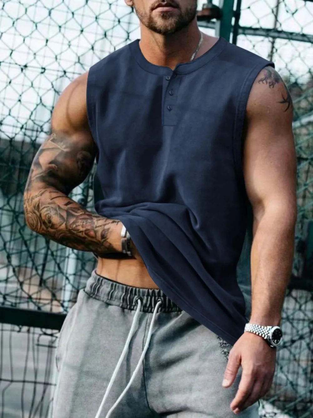 Men's Plus Size Round Neck Tank, image 6