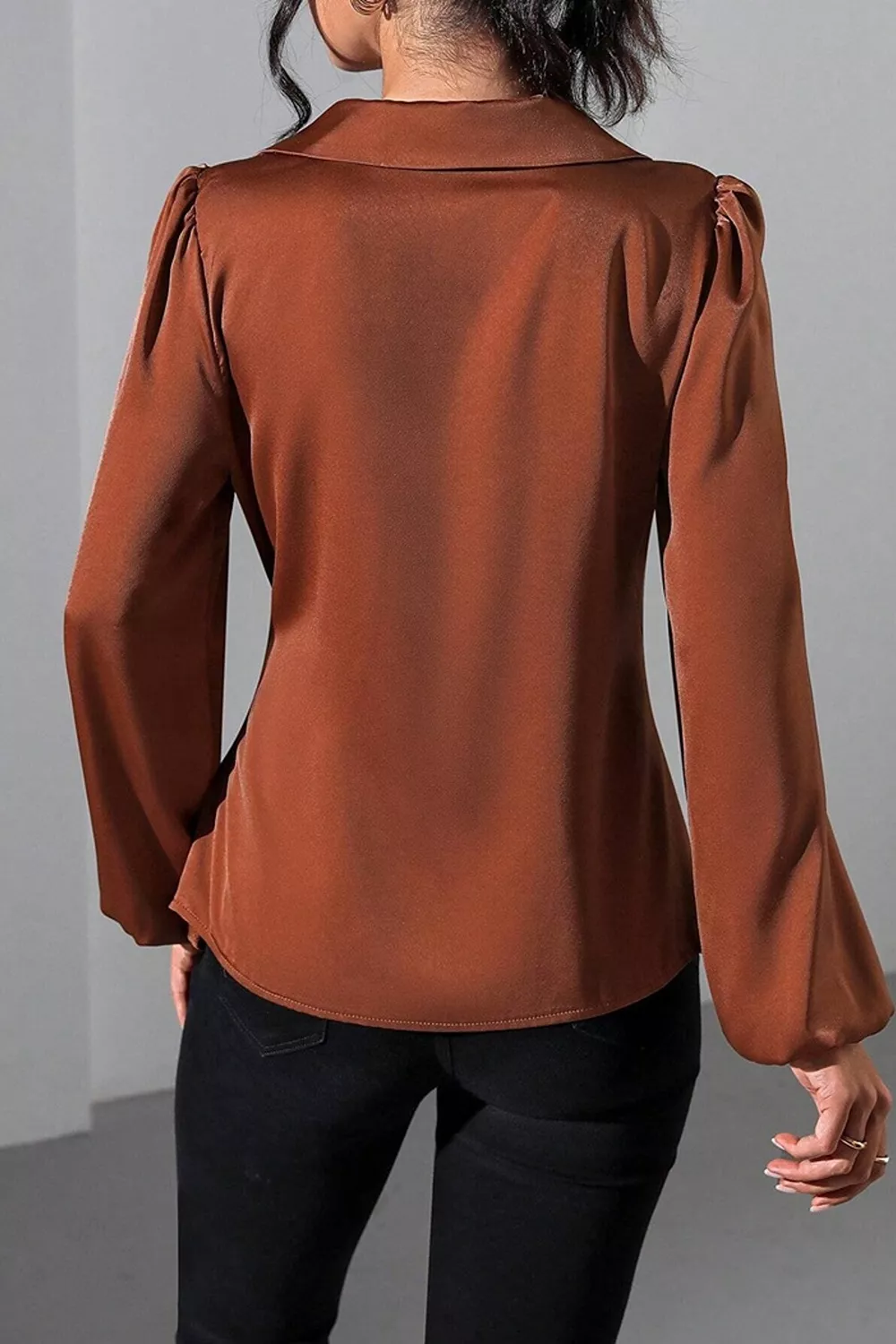 Satin Tied Detail Long Sleeve Blouse, image 2