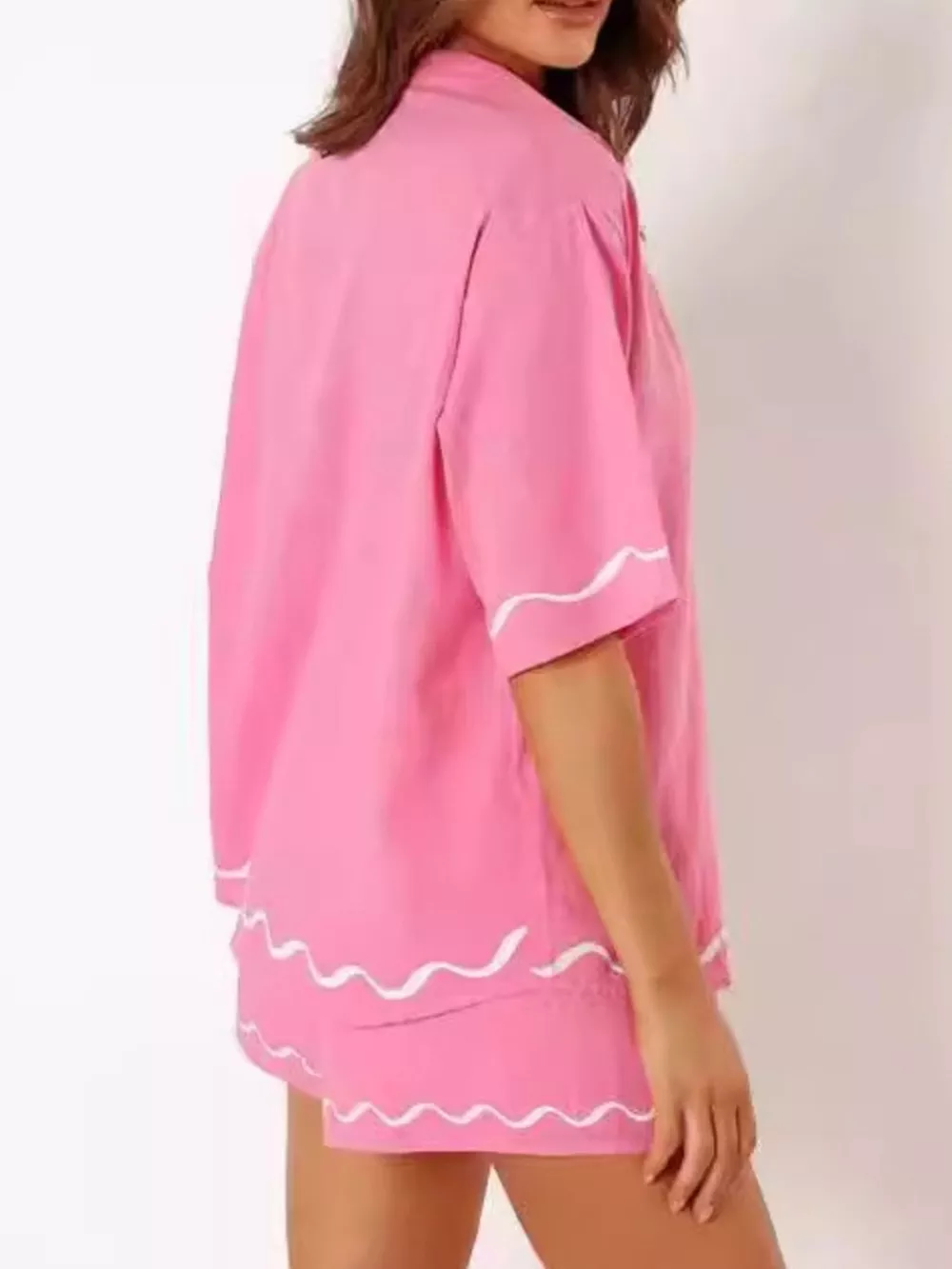 Button Down Contrast Trim Shirt and Shorts Set, image 4