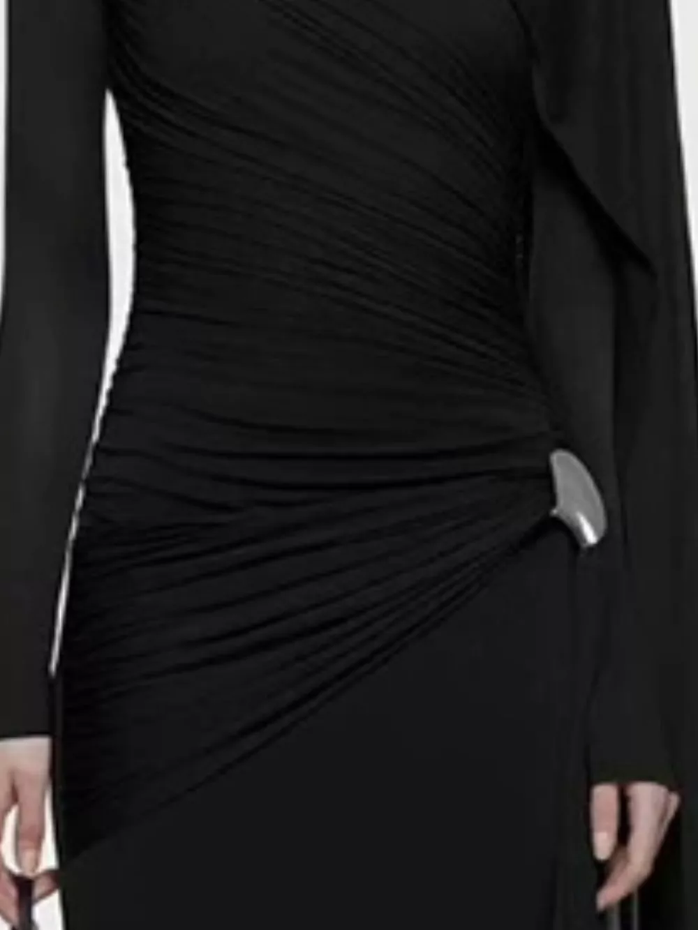 Ruched Draped Long Sleeve Maxi Dress, image 8