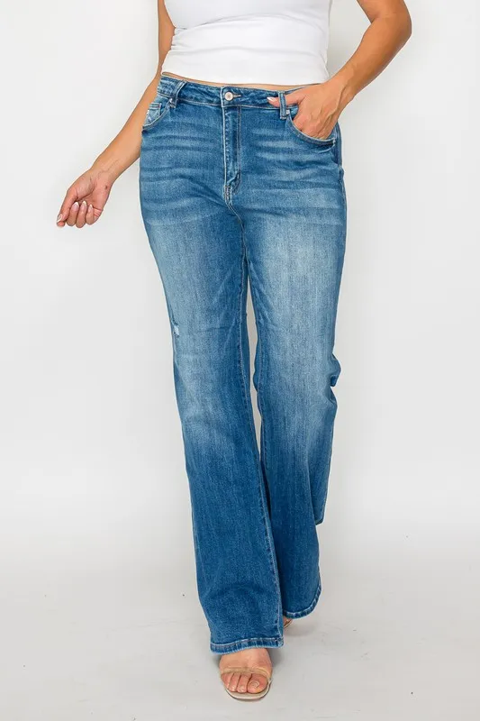 Full Size Distressed High Rise Jeans with Pockets, image 10