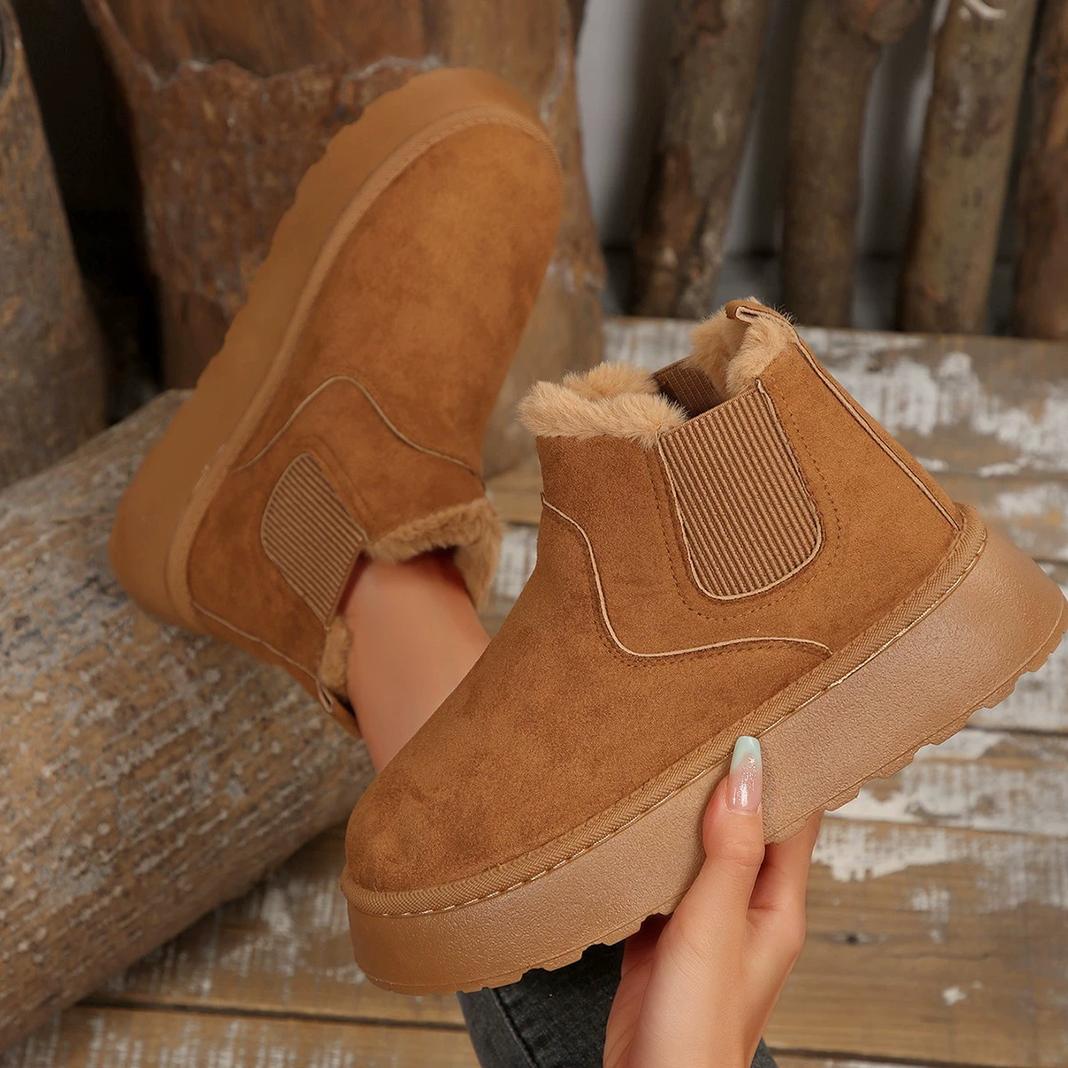 Fur Lining Platform Boots, image 8