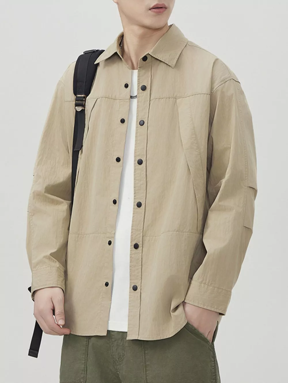 Men's Plus Size Button Up Long Sleeve Shirt, image 2