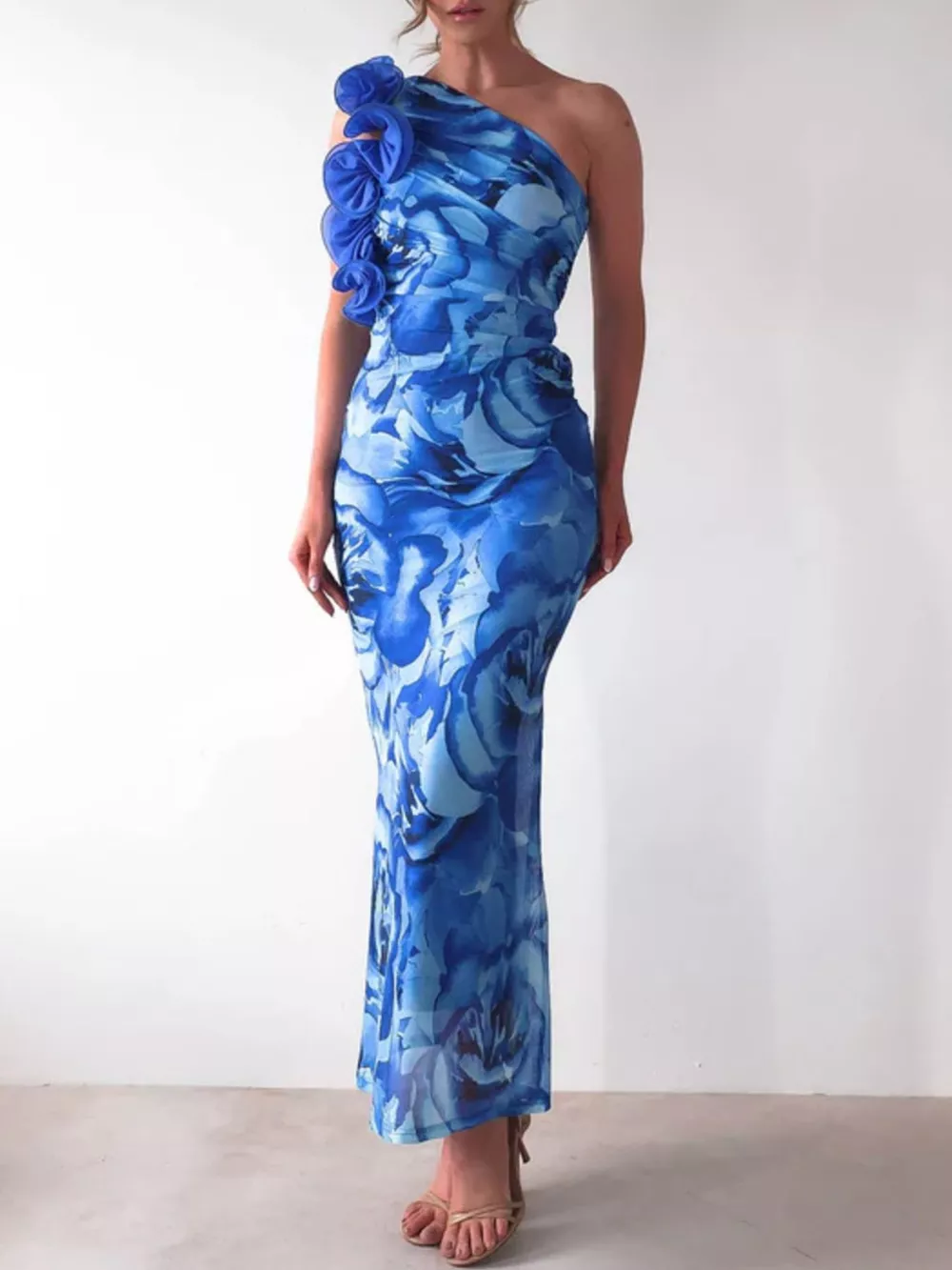 Floral Print One-Shoulder Maxi Dress, image 15