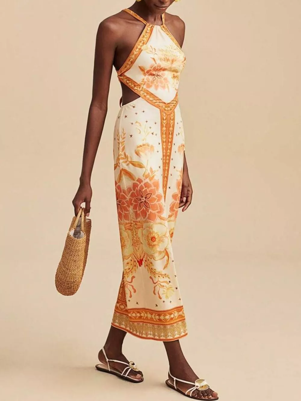 Floral Print Halter Neck Maxi Dress, image 6