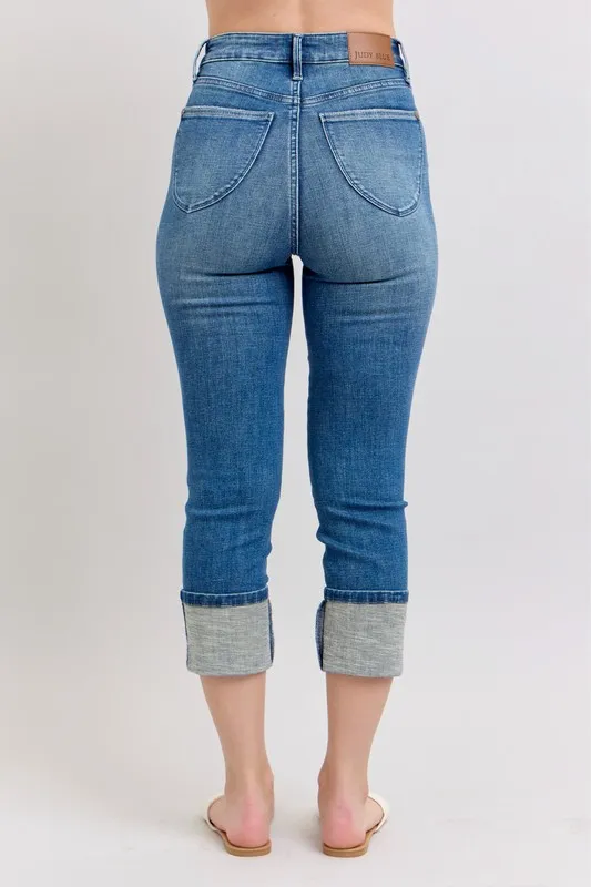 Full Size Skinny Cuff Capris Jeans with Pockets Plus Size, image 4